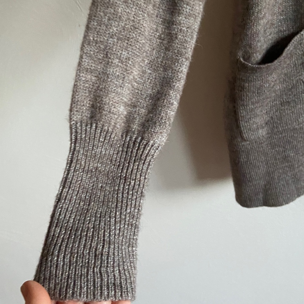 J.Crew alpaca wool collared  open-front brown/taupe cardigan sweater M - Picture 6 of 16